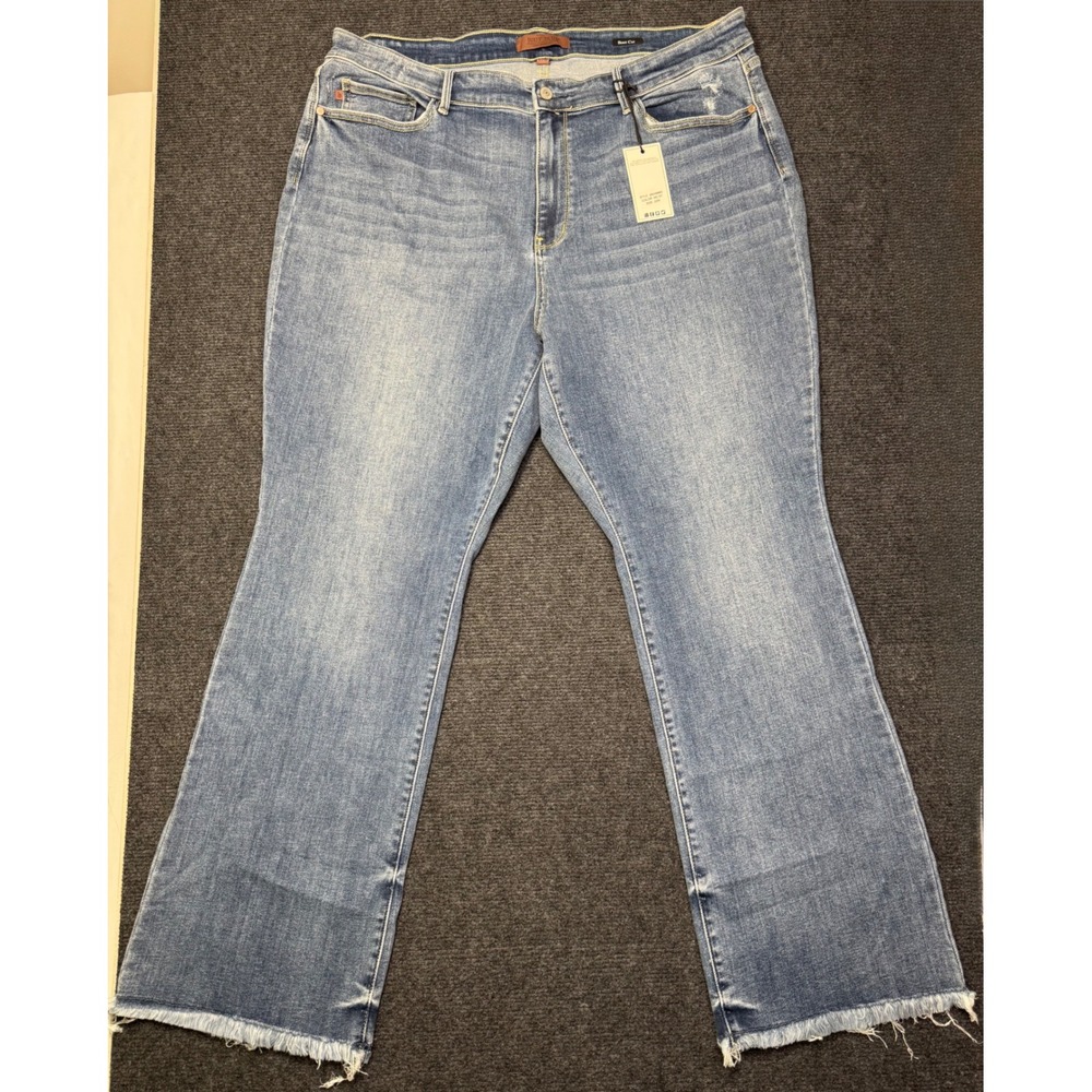 NWT Judy Blue You Spin Me Hi-Rise‎ Bootcut Frayed Hem Denim Jeans 22W